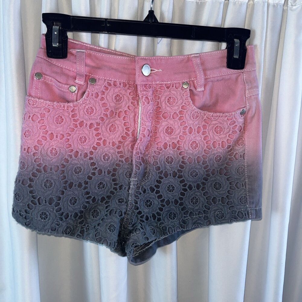 Minkpunk Womrns Denim Lace Overlay Shorts Size XS Spring Summer Cottagecore